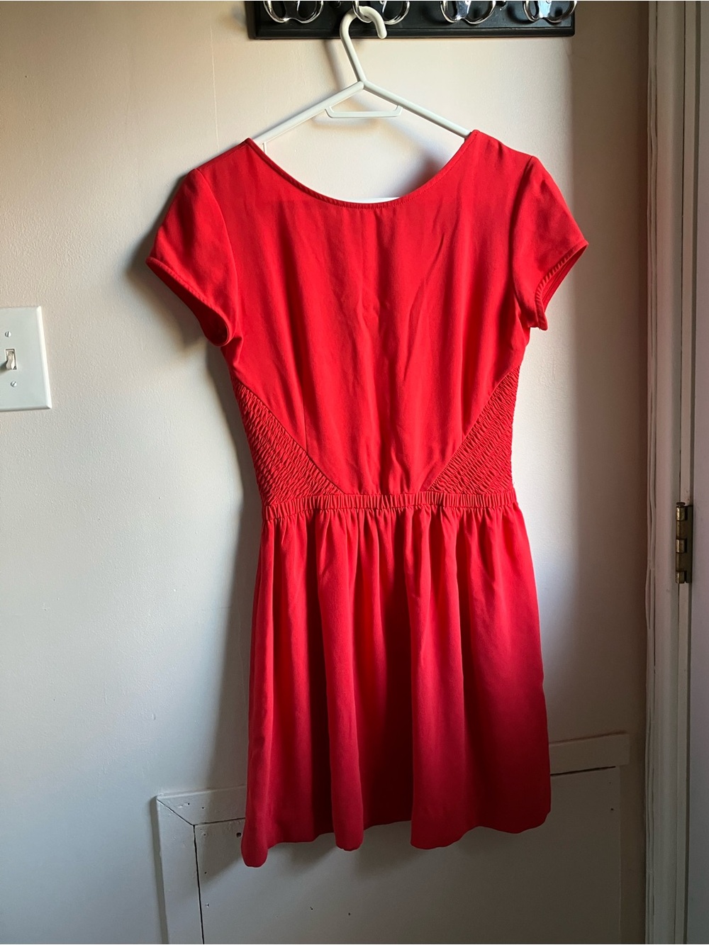 Maje Red Short Sleeve Fit-and-Flare Dress